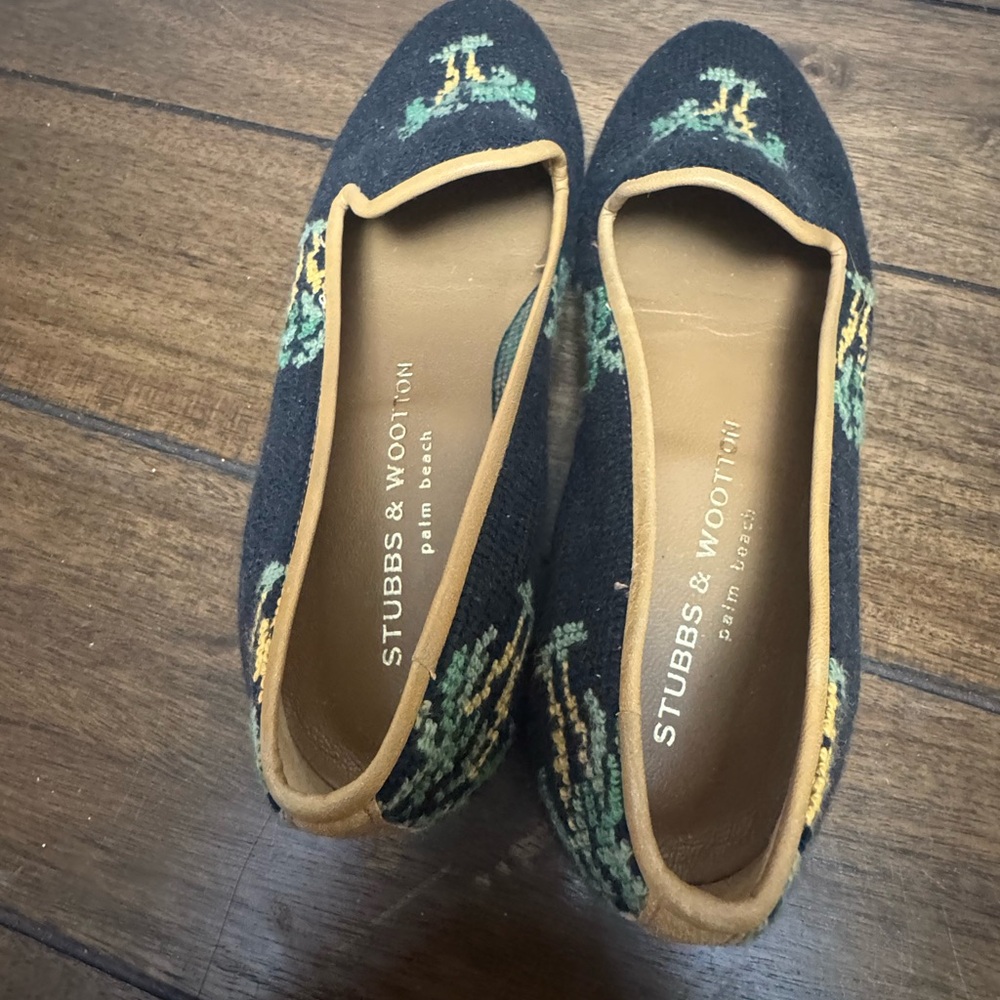 Stubbs & Wootton Black and Green Women's Loafers